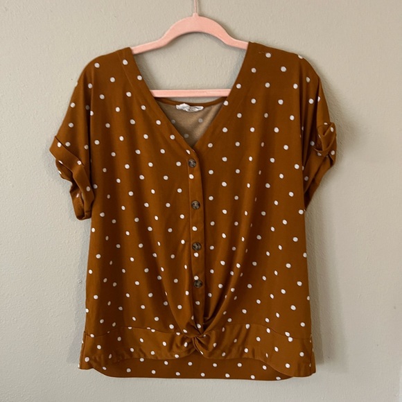 Dotted Mustard Yellow Top - Picture 1 of 1